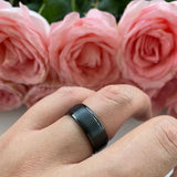 8mm Tungsten Rings Matte Brushed Finish Wedding Bands Stepped Edges