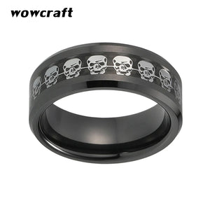 8mm Tungsten Skull Hand Bone Ring for Men
