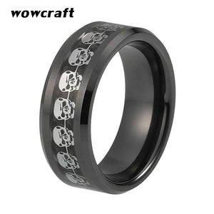 8mm Tungsten Skull Hand Bone Ring for Men