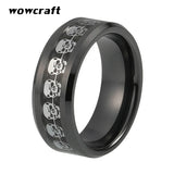 8mm Tungsten Skull Hand Bone Ring for Men