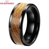 8mm Tungsten Oak Wood Ring Wedding Band