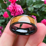 8mm Tungsten Oak Wood Ring Wedding Band