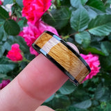 8mm Tungsten Oak Wood Ring Wedding Band