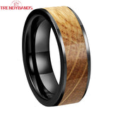 8mm Tungsten Oak Wood Ring Wedding Band