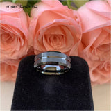 8mm Tungsten Wedding Band Grooved Bevel Edges Brushed Finish
