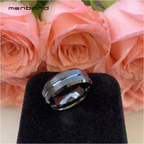 8mm Tungsten Wedding Band Grooved Bevel Edges Brushed Finish