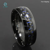 8mm Tungsten Ring w/ Carbon Fiber Men's Wedding Band