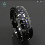 8mm Tungsten Ring w/ Carbon Fiber Men's Wedding Band