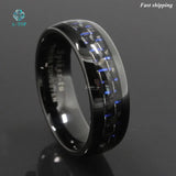 8mm Tungsten Ring w/ Carbon Fiber Men's Wedding Band