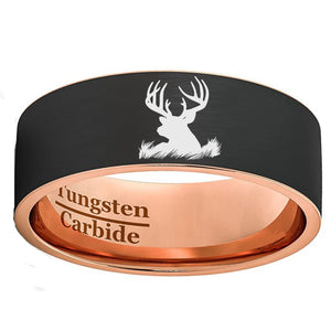 8mm Tungsten Carbide Wedding Band Deer Elk Head Ring Size 8-12