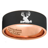 8mm Tungsten Carbide Wedding Band Deer Elk Head Ring Size 8-12