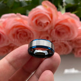 8mm Tungsten Men's Wedding Rings Comfort Fit Stepped Edges Bands Matted Finish
