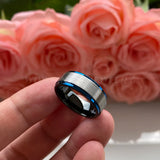 8mm Tungsten Men's Wedding Rings Comfort Fit Stepped Edges Bands Matted Finish