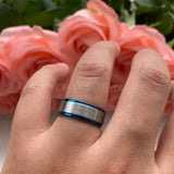 8mm Tungsten Men's Wedding Rings Comfort Fit Stepped Edges Bands Matted Finish