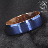 8mm Tungsten Red Sandal Wood Inlay Wedding Band Ring