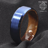 8mm Tungsten Red Sandal Wood Inlay Wedding Band Ring