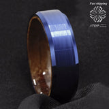 8mm Tungsten Red Sandal Wood Inlay Wedding Band Ring