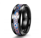 8mm Carbon Fiber Steampunk Gear Inlay Tungsten Ring Wedding Band
