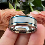 8mm Tungsten Rings Wedding Band Brushed Finish Pipe Cut Comfort Fit