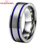 8mm Tungsten Rings Wedding Band Brushed Finish Pipe Cut Comfort Fit