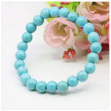8mm Round Turquoise Beaded Bracelet Lace-up Elastic Jewelry Making