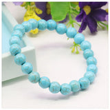 8mm Round Turquoise Beaded Bracelet Lace-up Elastic Jewelry Making
