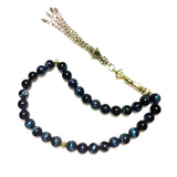 8mm Tiger Eyes Natural Stone 33 Prayer Beads Alloy Tassel Islamic Tasbih Allah