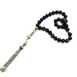 8mm Tiger Eyes Natural Stone 33 Prayer Beads Alloy Tassel Islamic Tasbih Allah