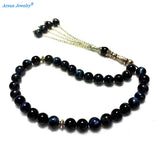 8mm Tiger Eyes Natural Stone 33 Prayer Beads Alloy Tassel Islamic Tasbih Allah