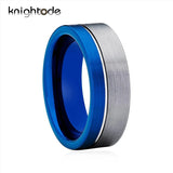 8mm Tungsten Wedding Bands Brushed Finish Flat Band