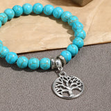 Boho Devil's Eye Cross Turquoise Stone Bracelet Tree of Life Owl Butterfly Charm