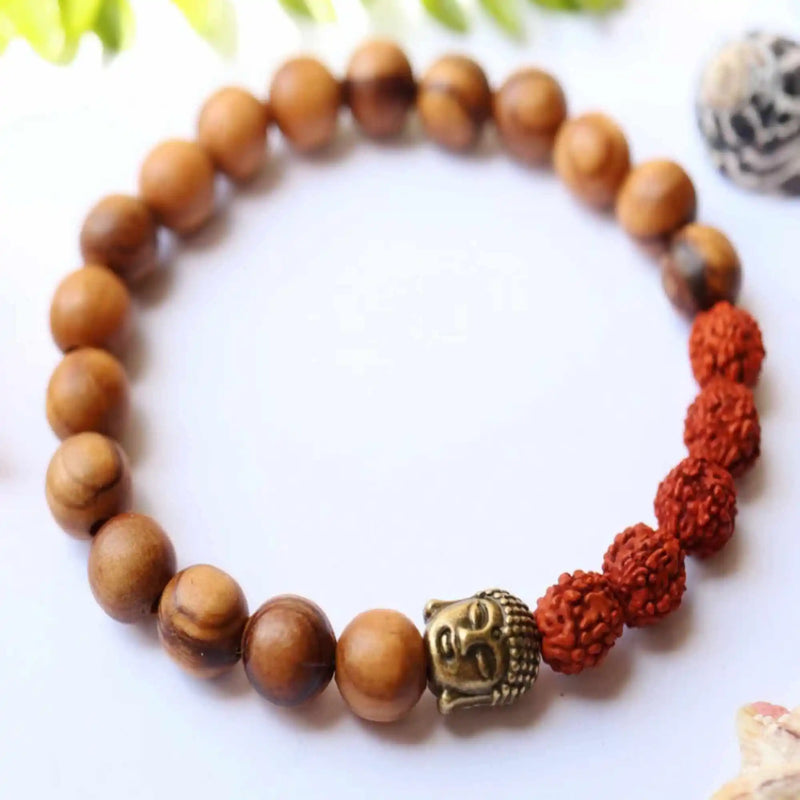 8mm Rudraksha Olive Beads Wood Yoga Buddha Bracelet Lucky National Style