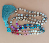 8mm Chakra 108 Beads Tassel Knotted Necklace Cuff Buddhism Lucky