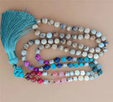 8mm Chakra 108 Beads Tassel Knotted Necklace Cuff Buddhism Lucky