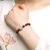 8mm Cinnabar Round Beads Bracelet High Hetian Jade Single Bead Jewelry