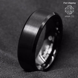 8mm Tungsten Carbide Ring Brushed Center Bridal Band