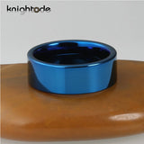 8mm Tungsten Wedding Band Flat Polished Comfort Fit