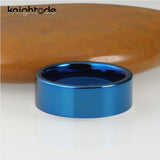 8mm Tungsten Wedding Band Flat Polished Comfort Fit