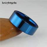 8mm Tungsten Wedding Band Flat Polished Comfort Fit