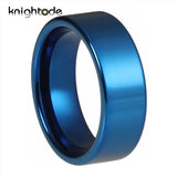 8mm Tungsten Wedding Band Flat Polished Comfort Fit