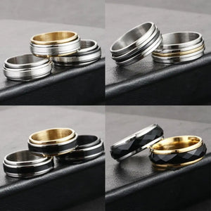 8mm Spinner Rings for Men Stainless Steel Finger Ring Wedding Bands