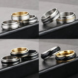 8mm Spinner Rings for Men Stainless Steel Finger Ring Wedding Bands
