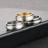 8mm Spinner Rings for Men Stainless Steel Finger Ring Wedding Bands