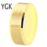 8mm Tungsten Wedding Ring Matte Finish Engraved Anniversary Band