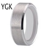 8mm Tungsten Wedding Ring Matte Finish Engraved Anniversary Band