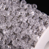 8mm Crystal Glass Bead Chain, Gun Tone Wire Wrapped Rosary Charms Bracelets