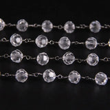 8mm Crystal Glass Bead Chain, Gun Tone Wire Wrapped Rosary Charms Bracelets