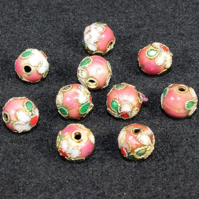 8mm Cloisonne Beads 100pcs/lot Filigree Spacer Loose Beads