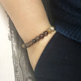 8mm Coffee Stripe A-gate Stone Beadwork Bracelet for Men