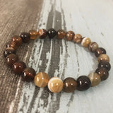 8mm Coffee Stripe A-gate Stone Beadwork Bracelet for Men